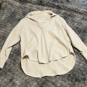 Aerie long sleeve collar waffle shirt size medium